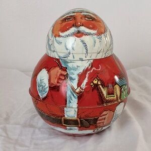 🐸 Vintage 1980 Chein Industries Santa Claus Tin Container